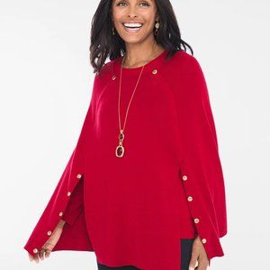 Chico's Button Cape Poncho Women's Size S/M Red